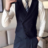 Riolio Japanese High-end Smart Casual Vest Men's Vest Pants Set Korean Elegant Wear 2025 Summer New Blazer Vest Aesthetic Waistcoat