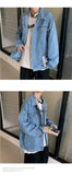 Riolio Black Denim Short Jacket Men Turn Down Collar Bomber Jacket Jeans Coats Casual Pockets Overalls Streetwear Man Clothing Outwear