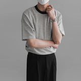 Riolio  New Men Fashion Tops Clothing Luxury Korean Popular Textured O Neck T-shirt Streetwear Leisure Short Sleeve Jacquard Tees M-3XL