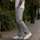 Riolio  Vintage Waffle Plaid Textured Trousers Spring Men Casual Drawstring Loose Straight Pants Mens Fashionable Solid Color Bottoms