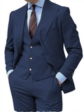 Riolio  3 Pieces Grey Stripe Design Men Suits Peaked Lapel Formal Business Man Blazer  Groom Tuxedo Classic Fit Male Outfit
