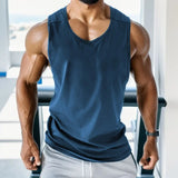 Riolio  Men's Solid Color Sleeveless Gym  Top Summer Quick Dry Breathable Workout Running Beach Muscle Shirt