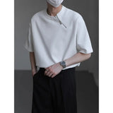 Riolio  Oblique Zipper Short-sleeved T-shirt for Men New Summer Fashion Trendy Brand Stylish Loose Round-neck Short-sleeved Shirt