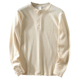 Riolio  Wfle Texture Long Sve T-irt Men's Spring Autumn Henry Collar Base Layer Trendy Pure Color Base T-irt