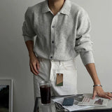 Riolio  New Korean Luxury Men Cardigan Trendy Textured Long Sleeve Buttoned Korean Leisure Sweater Coats Premium Quality Knitwear M-3XL