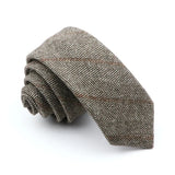 Riolio  Winter Daily Men's Women's 7cm Wool Tie Black Herringbone Brown Stripe Necktie Wedding Party Business Office Gifts Accessories