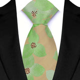 Riolio  Luxury 8CM Mens Necktie Green Color Floral Paisley Ties For Man Groom Jacquard Woven Neck Tie For Business Wedding Party