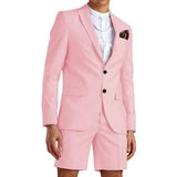 Riolio  Men's Slim Fit 2-Piece Suit Set with Notched Lapel Blazer And Shorts Tuxedo Fashion Summer Wedding Sports