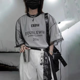 Riolio  Mens T-Shirt Fake Two-Piece Mesh Design T-Shirt Summer Street Wear Fashion Personality Short-Sleeve Top Men'S Clothing New