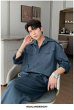 Riolio Men's Shirt Pants Set High-end Shirt Suit Trendy Spring Handsome Long-sleeved Top Loose Straight Trousers Two-piece Set