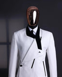 Riolio  Fashion Men Suit 2 Pieces Blazer Pants One Button Peaked Lapel Velvet Business Slim Fit Formal Wedding Groom