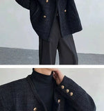 Riolio American Elegant Blazer Coat Autumn Winter High-end Wool Suit Men's Korean Style Loose Double-breasted Suit Vintage Jacket Chic