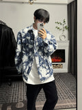 Riolio Korean Retro Vintage Jacquard Short Shoulder Pad Denim Jacket Men's American Style High-end Design Street Jacket Aesthetic Chic