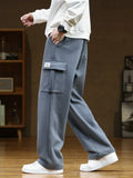 Riolio Autumn Big Pocket Men's Cargo Casual Pants Cotton Drawstring Baggy Straight Sweatpants Fashion Streetwear Hip Hop Male Trousers