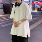 Riolio Plus Size 5XL-M Men's Side Slit T-shirt Solid Color t shirt Men Women Causal O-neck Basic Tshirt Male Oversized Tops 4 Colors