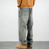 Riolio  Men's Jeans Retro Cargo Trousers Straight Man Cowboy Pants Punk Washed Luxury Designer 2025 Trend Y2k Vintage Korean Style Baggy