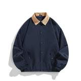 Riolio  Spring Men's Casual Loose Fit Collared Jacket Retro American Style Coach Coat Unisex Spring Breakout Wool Rabbit Fur