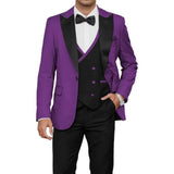 Riolio  Men's Luxury 3-Piece Tuxedo Suit Set with Peak Lapel Blazer Vest And Pants for Business Party Wedding Prom