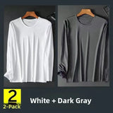 Riolio Men's Summer Lightweight Breathable Long Sve Casual Sun Protection Clothing Qui Dry round Ne T-irt for Youth Daily Use