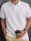 Riolio  Leisure Mens Polo Shirts Short Sleeve Plaid Jacquard Tops  Spring Summer Men Clothing Fashion Solid Color Button Lapel Polo