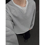 Riolio Spring Long Sleeved T-shirt Men Fashion Gray Black Checkered T Shirt Men Streetwear Korean Loose Round Neck T Shirt Mens Top