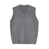 Riolio Spring Men's Clothing Luxury Knit Vest Sweater Retro V Neck Sleeveless Loose Stylish Vintage Solid Color Leisure Knitwear