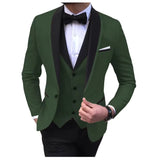 Riolio  Solid Men's 3 Pieces Wedding Suit One Button Shawl Lapel Jacket Vest Pants Dinner Groom Tuxedos Slim Fit Formal Business Suits