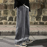 Riolio  Brand Men's Jeans Korean Version Student Casual Pants High Street Straight Loose Wide Leg Jeans Black Grey  Blue Baggy Jeans