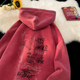 Riolio chill guy Men Washed Hoodies Harajuku Style Hooded Sweatshirts Letter Graffiti Sweatshirt Gothic 8 Colors Vintage Male Hoodie Y2k Women