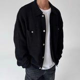 Riolio  New Japanese Fashion Men Cardigan Jackets Light Luxury Knitted Button-down Long Sleeve Sweater Coat Premium Solid Color Knitwear