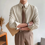 Riolio  Spring New Long-sleeved Shirt for Men's Business British Style Gentleman Korean Style Slim Fit Trendy Cardigan