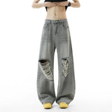 Riolio  2025 New Baggy Ripped Jeans Men Grey Distressed Denim Pants Loose Oversized Drop Street Style Fall Fashion High Quality