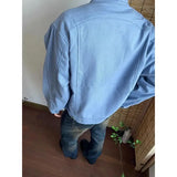 Riolio Punk Spliced Jacket High-end Blue Short Work Cargo Coat Men's Handsome Trendy Solid Color Zipper Jacket All-match Top