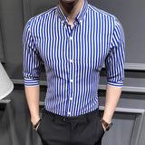 Riolio New Shirts for Men Korean Slim Fit Half Sleeve Shirt Mens Casual Plus Size Business Formal Loose Wear Chemise Homme 5XL