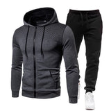 Riolio  Autumn and Winter New European and American Solid Color Fleece Sweater Pants Men's Casual Zipper Sports Hat Set
