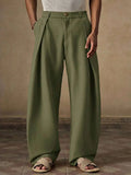 Riolio  Mens Casual Loose Pleated Wide Leg Chino Pants For Summer Autumn Daily Wear