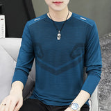 Riolio Ice Silk Long Sve T-irt for Men Slim Fit Qui Dry Smooth Material Spring Summer Base irt 30 40 Years Old Men's Faion