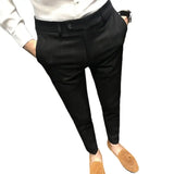 Riolio Spring Men Pants Korean Slim Fit Men Casual Ankle Length Pants Streetwear Men High Quality Black Gray Dress Suit Pant Man