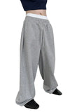 Riolio  Men Drawstring Waist Loose Straight Leg Wide Leg Sports Sweatpants With Pockets