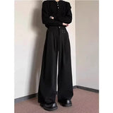 Riolio  Cleanfit High Waist Wide Leg Men's Pants Drapey Ice Silk American Style Casual Business Trousers for Teens And Young Adults