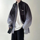 Riolio Men's shirt Gradient Plicated Long Sleeve Shirts Loose Korean Shirt Fashion Casual Oversize Shirt Coat High Quality Clothing