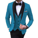 Riolio  Solid Men's 3 Pieces Wedding Suit One Button Shawl Lapel Jacket Vest Pants Dinner Groom Tuxedos Slim Fit Formal Business Suits
