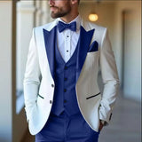 Riolio  3 Pieces Jacket with Vest Pant Wedding Suits for Men Single Breasted Peak Lapel Groom Tuxedo Male Fashion Suits