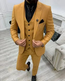 Riolio  Slim Fit Men's 3-Piece Suit Elegant Peak Lapel Blazer Vest And Pants Set for Wedding Banquet Business Evening Party