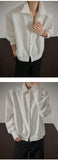Riolio  Shirt men Korean Style Loose Fit Square Neck Plain Color Long Sleeve Shirt Man Autumn New Trendy Youth Dance Shirts Oversized
