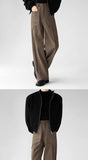 Riolio Korean Elegant Pants Fake Pocket Decoration Wide-leg Pants Autumn New American Style Design Sense Spliced Straight Suit Trousers