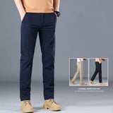 Riolio  Men's High Quality Pure Cotton Classic Solid Color Casual Pants Business Stretch Cotton Slim Straight Brand Trousers Male