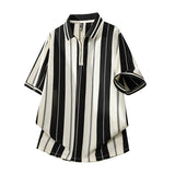 Riolio  Soft Lightweight Men's T-Shirt Versatile Top Summer Polo Shirt Fashion Stripes Trendy Fit Stylish Comfortable High-Quality Daily