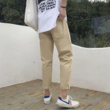 Riolio  Men Korean Version of Casual Four-season Nine-point Loose Straight-tight Trend Solid Color Versatile Work Trousers