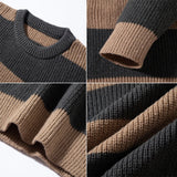 Riolio  Autumn Men's O-Neck Striped Sweater Casual Men Warm Cashmere Knitted Pullover Men Classic Loose Knitwear Sweaters Clothing
